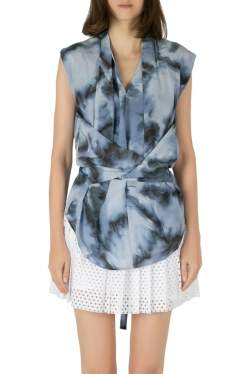 Pre Owned IRO Grey Abstract Printed Silk Orphee Wrap Top M 