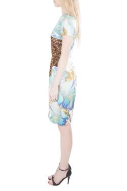 Pre Owned Josh Goot Multicolor Marbled Digital Print Silk Sheath Dress S