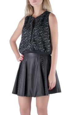 Pre Owned Yigal Azrouel Jet Optic Paisley Embroidered Lace Crop Top M