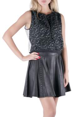 Pre Owned Yigal Azrouel Jet Optic Paisley Embroidered Lace Crop Top M