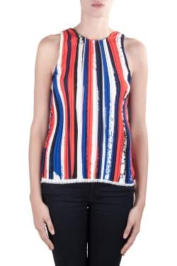 Dion Lee II Multicolor Plisse Striped Knit Sleeveless Top M