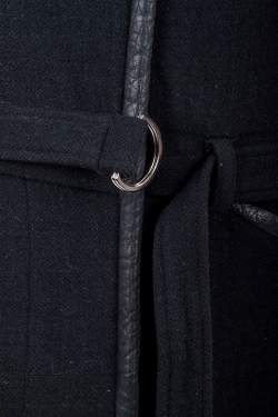 Pre Owned IRO Black Wool and Leather Trimmed Belted Marily Coat M 