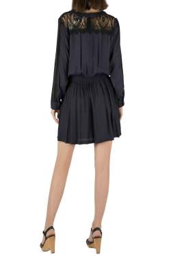 Sea Navy Blue Crepe Lace Cut Out Detail Dress S