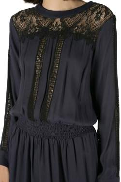 Sea Navy Blue Crepe Lace Cut Out Detail Dress S