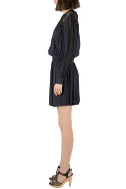 Sea Navy Blue Crepe Lace Cut Out Detail Dress S