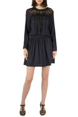 Sea Navy Blue Crepe Lace Cut Out Detail Dress S