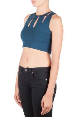 Cushnie Et Ochs Blue Knit Cut Out Crop Top M 