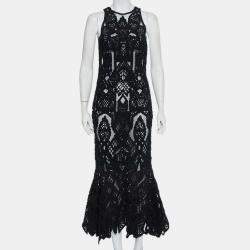 Jonathan Simkhai Black Lace & Tulle Mermaid Sheer Gown M