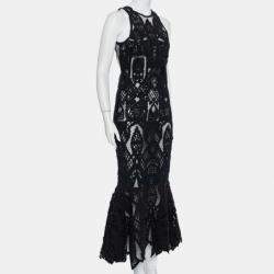 Jonathan Simkhai Black Lace & Tulle Mermaid Sheer Gown M