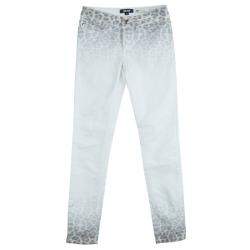 Pre Owned Just Cavalli White Denim Washed Out Leopard Print Skinny Jeans S