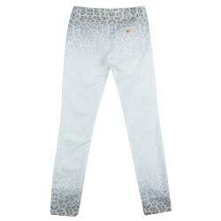Pre Owned Just Cavalli White Denim Washed Out Leopard Print Skinny Jeans S