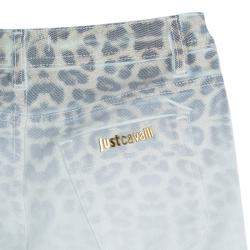 Pre Owned Just Cavalli White Denim Washed Out Leopard Print Skinny Jeans S