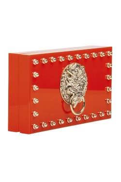 Pre Owned Charlotte Olympia Red Perspex Palace Pandora Box Clutch