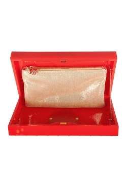 Pre Owned Charlotte Olympia Red Perspex Palace Pandora Box Clutch
