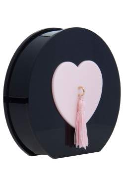 Pre Owned Charlotte Olympia Black/Pink Perspex Such a Tease Tassel Clutch