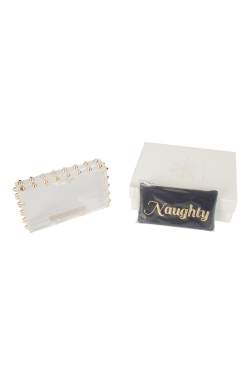 Pre Owned Charlotte Olympia Transparent Studded Perspex Naughty and Nice Clutch