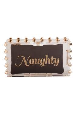 Pre Owned Charlotte Olympia Transparent Studded Perspex Naughty and Nice Clutch