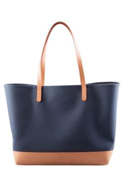 Mansur Gavriel Blue/Cream and Cammello Canvas and Leather Tote
