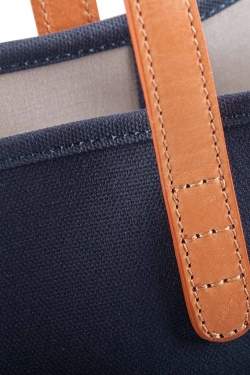 Mansur Gavriel Blue/Cream and Cammello Canvas and Leather Tote