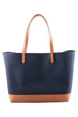 Mansur Gavriel Blue/Cream and Cammello Canvas and Leather Tote