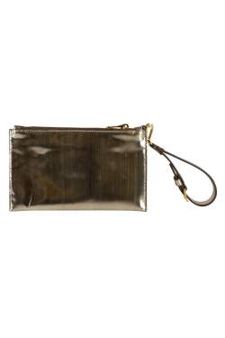 Miu Miu Metallic Gold Patent Leather Wristlet Clutch