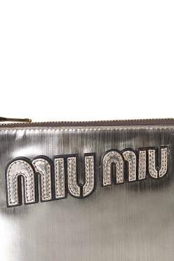 Miu Miu Metallic Gold Patent Leather Wristlet Clutch