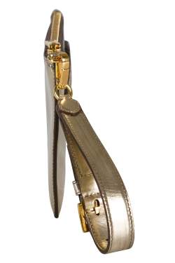 Miu Miu Metallic Gold Patent Leather Wristlet Clutch