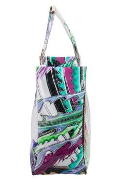 Roberto Cavalli Multicolor Crazy Print Patent Leather Shopper Tote