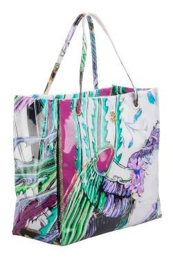 Roberto Cavalli Multicolor Crazy Print Patent Leather Shopper Tote