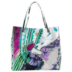 Roberto Cavalli Multicolor Crazy Print Patent Leather Shopper Tote