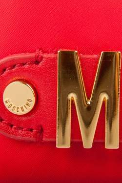 Pre Owned Moschino Red Nylon Logo Embellished Round Clutch
