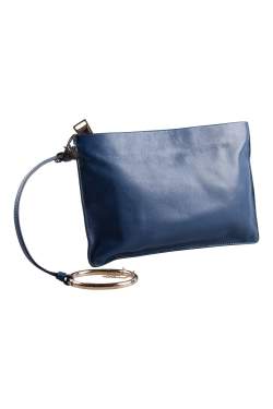Jil Sander Navy Blue Leather Noyce Clutch