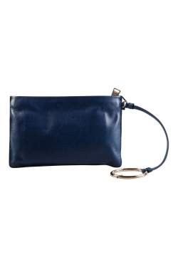 Jil Sander Navy Blue Leather Noyce Clutch