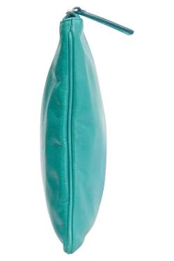 Pre Owned Jil Sander Aqua Green Leather Clutch