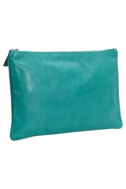 Pre Owned Jil Sander Aqua Green Leather Clutch