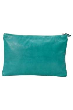 Pre Owned Jil Sander Aqua Green Leather Clutch