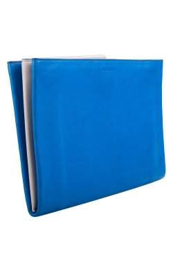 Jil Sander Blue/White Leather Triple Color Block Clutch