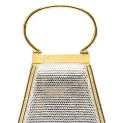 Pre Owned Judith Leiber Gold Swarovski Crystal Minaudiere Clutch