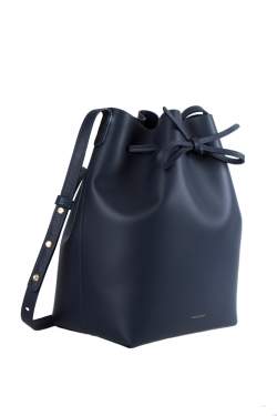 Pre Owned Mansur Gavriel Navy Blue Leather Bucket Bag 