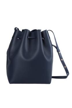 Pre Owned Mansur Gavriel Navy Blue Leather Bucket Bag 