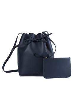 Pre Owned Mansur Gavriel Navy Blue Leather Bucket Bag 