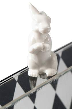 Cecilia Ma Black Diamond Print Acrylic Rabbit Box Clutch