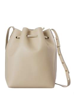 Pre Owned Mansur Gavriel Beige Leather Bucket Bag  