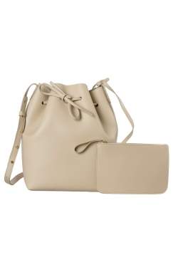 Pre Owned Mansur Gavriel Beige Leather Bucket Bag  