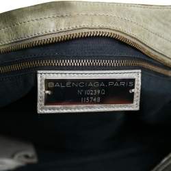 Pre Owned Balenciaga Sage Green Leather City Tote