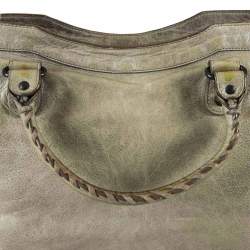 Pre Owned Balenciaga Sage Green Leather City Tote