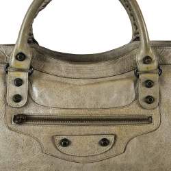 Pre Owned Balenciaga Sage Green Leather City Tote