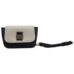 Pre Owned See by Chloe Navy/Cream Laser Cut Leather Crossbody Bag