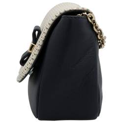 Pre Owned See by Chloe Navy/Cream Laser Cut Leather Crossbody Bag