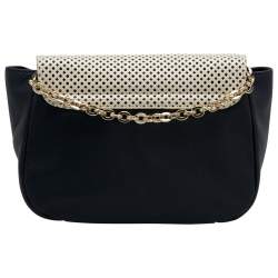 Pre Owned See by Chloe Navy/Cream Laser Cut Leather Crossbody Bag